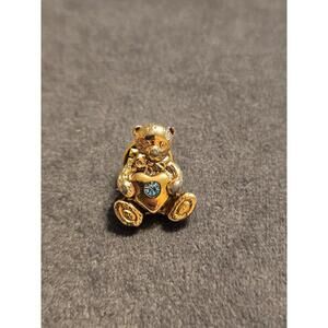 Teddy Bear Pin With Blue Stone